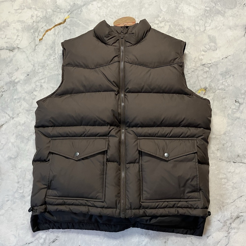 Old Navy Vest Womens Size Large Brown Down Feather Blend Pockets Outdoor
